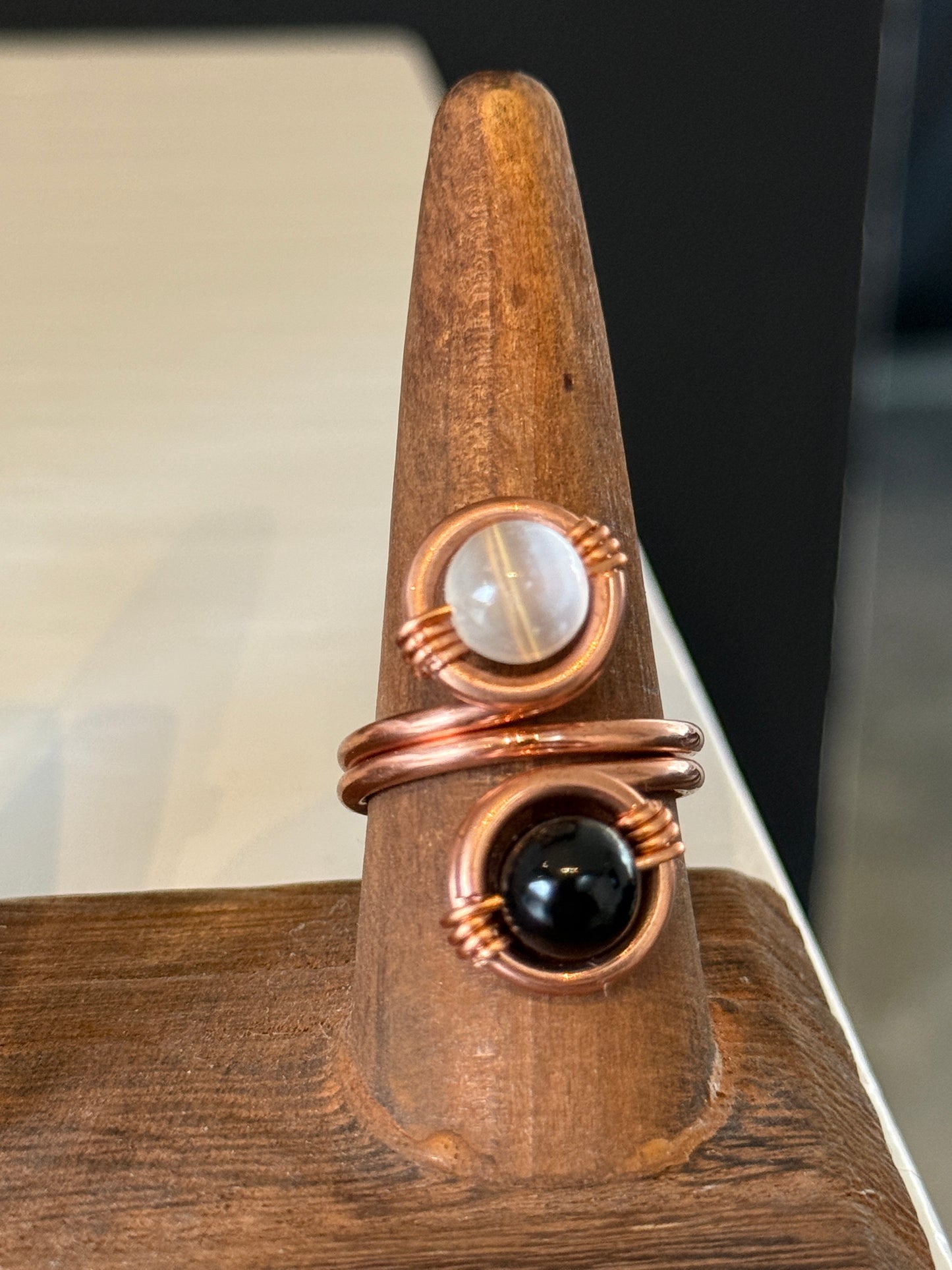 Earth Angel Heals: Selenite + Black Onyx Ring