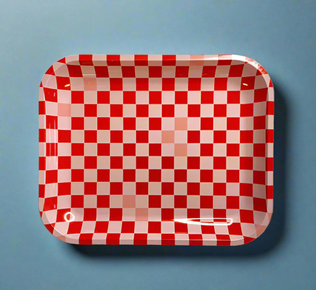 Red Checkered Tray