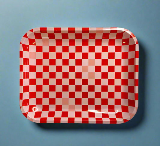 Red Checkered Tray
