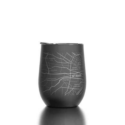 St Louis Map 12 oz Insulated Wine Tumbler