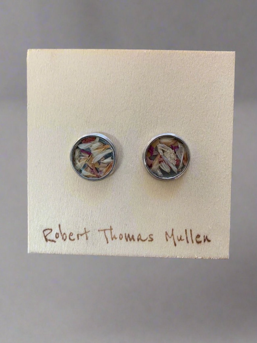 Robert Thomas Mullen - Earrings: Silver, Flowers, Glass