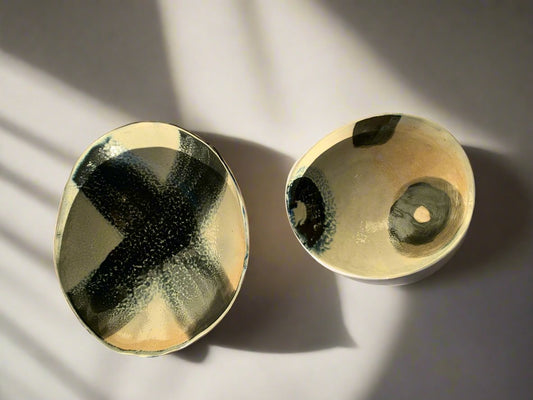 Nancy Exharu: Black and White Porcelain Bowls