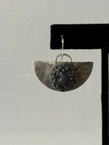 Leigh Roberts: Gesso & Graphite powder acorn on fused sterling earring
