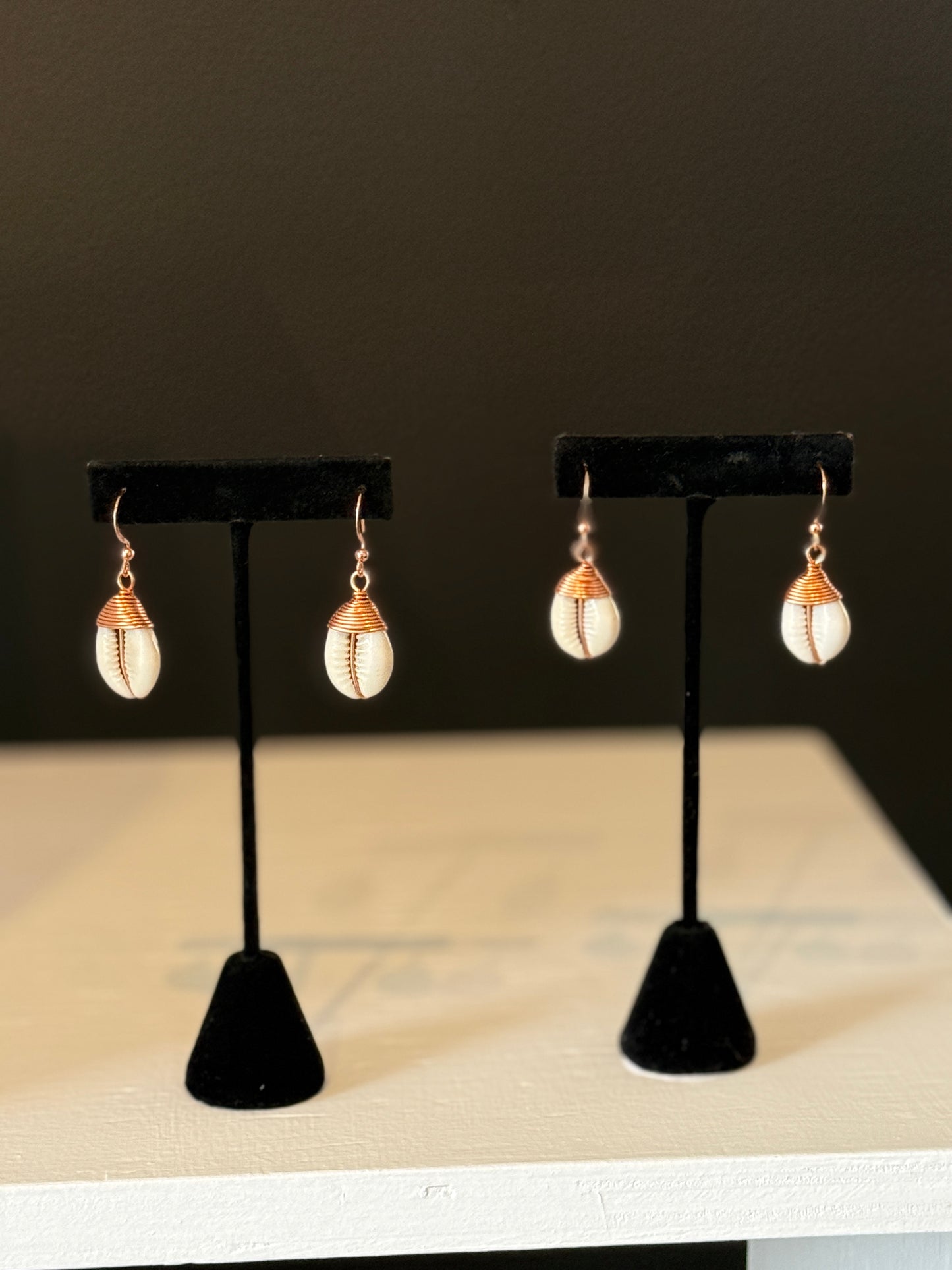 Earth Angel Heals: Copper cowrie shell earrings