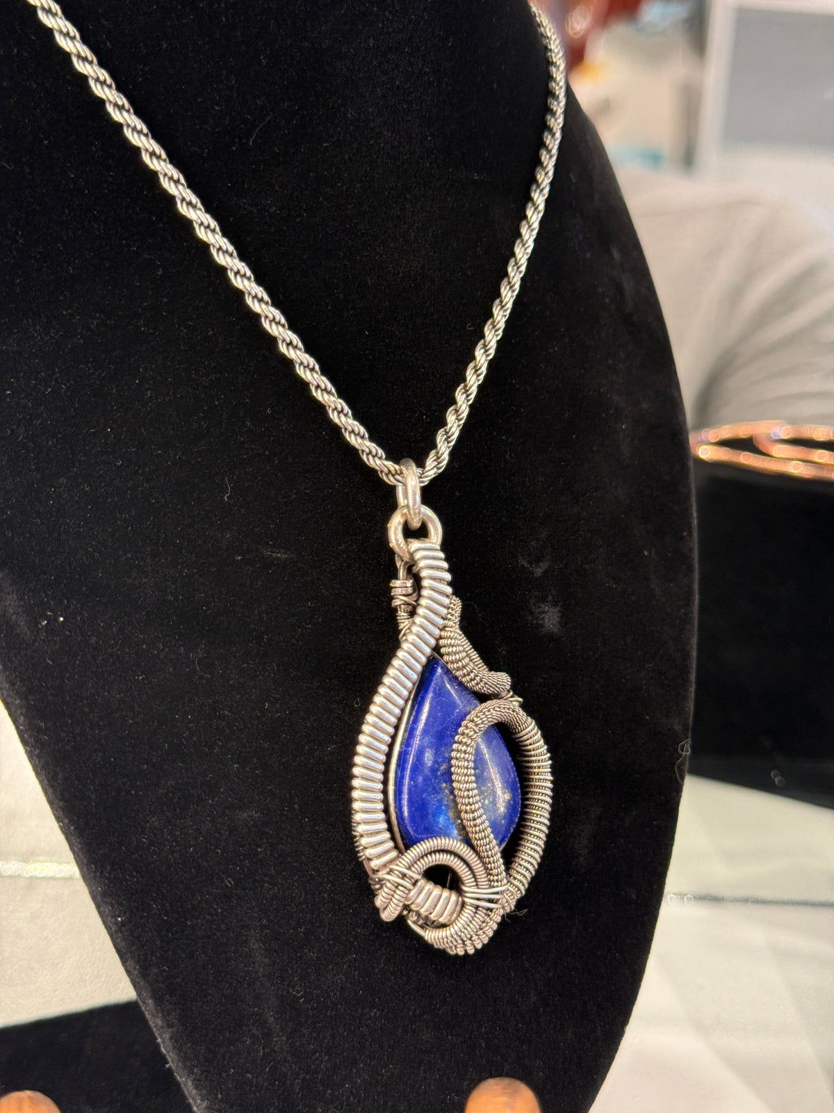 Earth Angel Heals: Sterling Silver Lapiz necklace